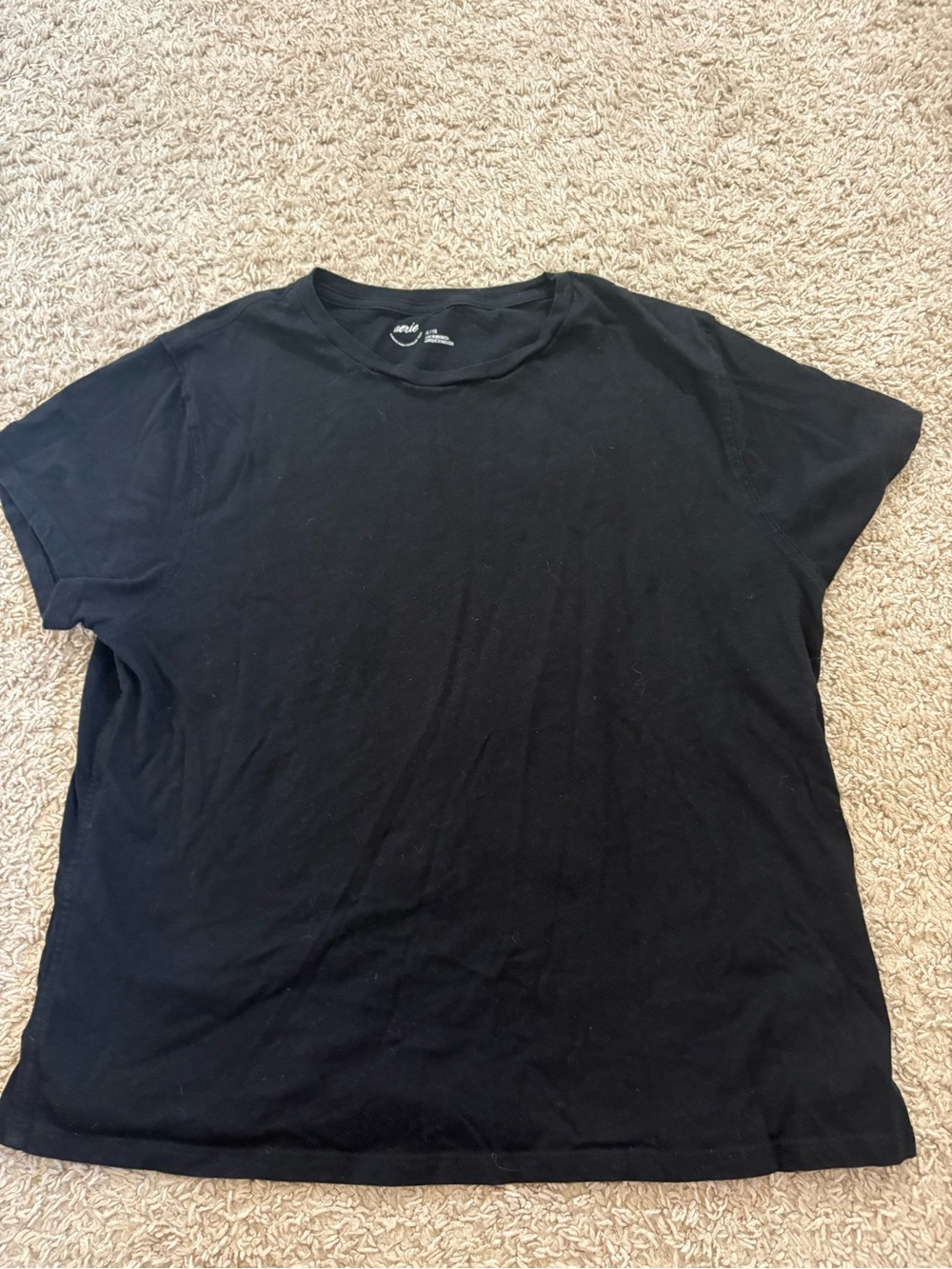 aerie Black Short-Sleeve Crew Tee